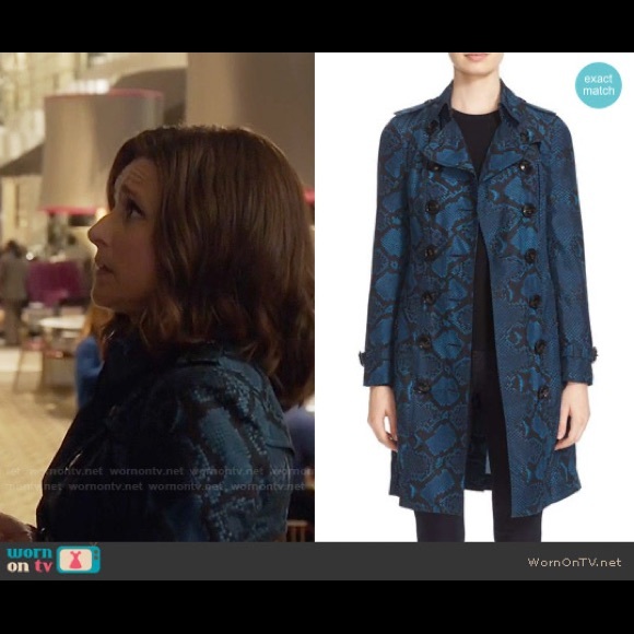 🎁 Burberry sandringham navy blue python silk summer trench coat jacket 42 S M - Picture 3 of 4